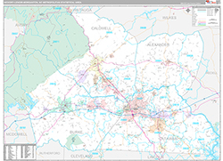 Hickory-Lenoir-Morganton Metro Area Wall Map Premium Style 2026